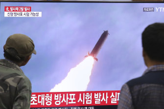 The launch is the first since an October 31 missile test, pictured, when the North fired what it called super-large multiple rocket launchers.