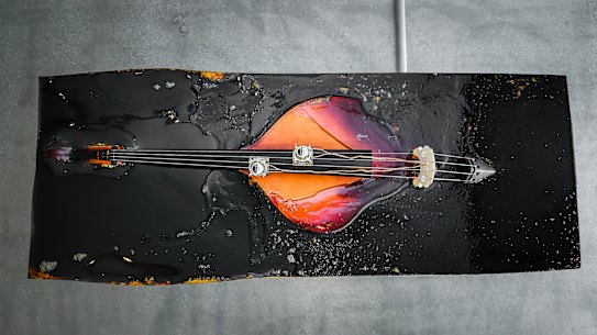 Artist Lucy Bleach and Curator Nina Miall with Lucy’s work titled Attenuated Ground.