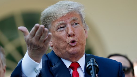 Donald Trump speaks about the Kavanaugh investigation at the White House in Washington on Monday.