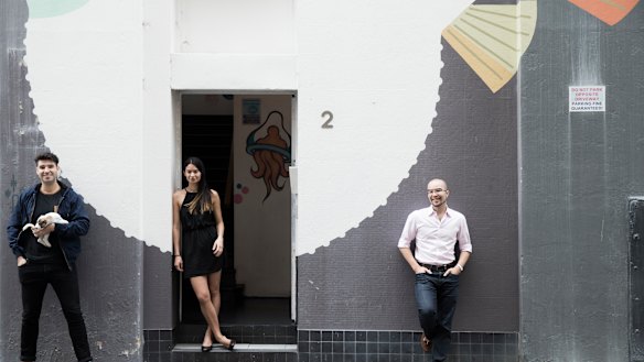 Melanie Perkins co -Founder and CEO at Canva and Cliff Obrecht, COO and Cameron Adams CPO in 2015.