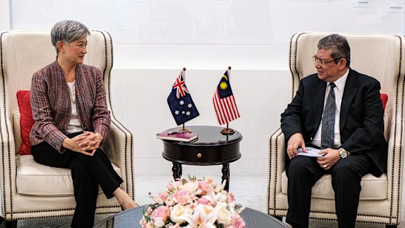 Foreign Minister Penny Wong meets with Malaysian counterpart Saifuddin Abdullah on Tuesday.