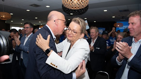 Peter Dutton and Sussan Ley on election night.