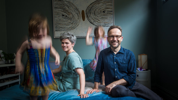 The Greens leadership will mean Adam Bandt is away from home and his young family even more. But he and wife Claudia Perkins say it is worth it to address climate change. 