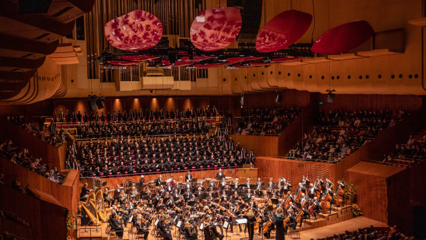 The concert hall and its acoustic “petals”.
