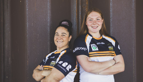 ACT Brumbies student-teacher duo Louise Burrows and new recruit Grace Kemp.