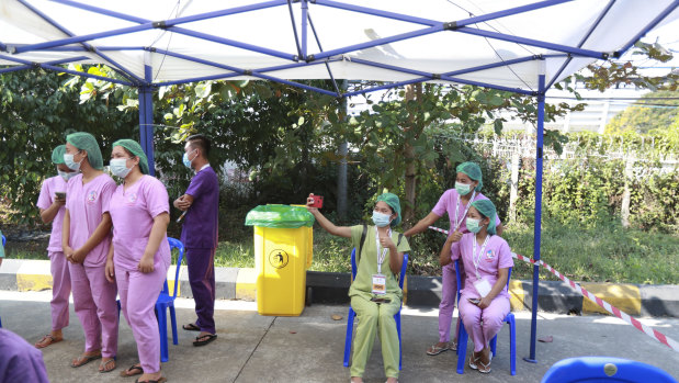 Medical workers across Myanmar have begun a civil disobedience protest against the coup, pinning red ribbons and declaring they won’t work for the military government.