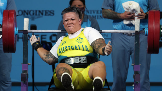 Hani Watson took third in the women’s  para powerlifting heavyweight event.
