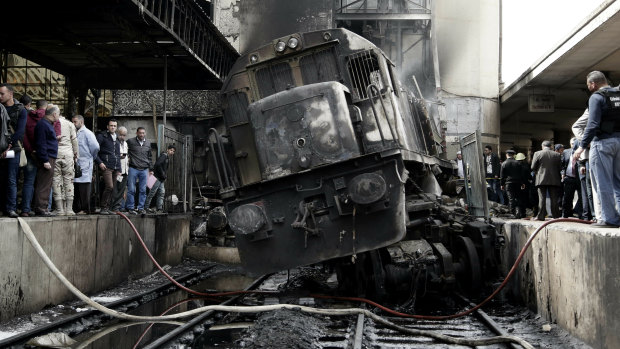 A railcar has rammed into a barrier inside Ramses station, causing an explosion of the fuel tank and triggering a huge blaze.