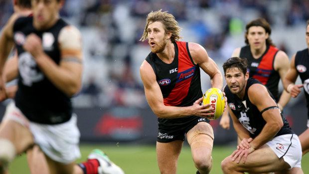 Heavy lifting: Dyson Heppell lead the way for the Bombers in dour conditions at the MCG.