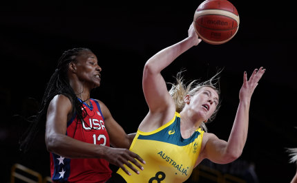 Sara Blicavs playing for Australia during the Olympics.