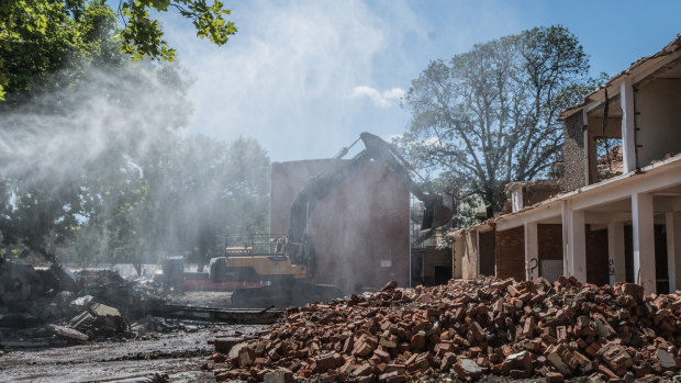 Demolition work on the Northbourne Flats.