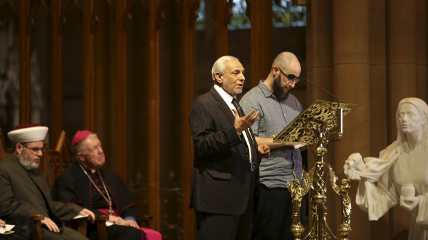 Heads of religious faiths unite with members of the public and heads of state, including Prime Minister Scott Morrison and NSW Premier Gladys Berejiklian, at St Mary's Cathedral Sydney.