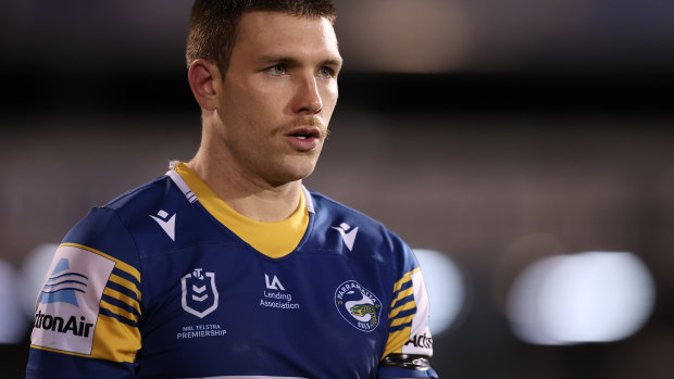 Tom Opacic wearing a black arm-band for his brother Jakob, during the clash with the Penrith Panthers on Friday.