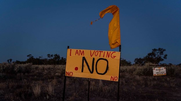 A sign outside Wilcannia, a town synonymous with Aboriginal disadvantage.