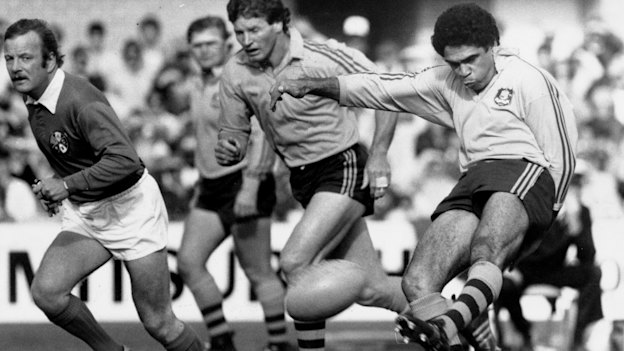 Mark Ella takes on the All Blacks in 1984.