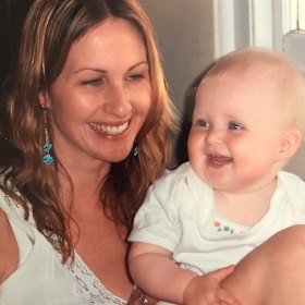 The author with her daughter as a baby.