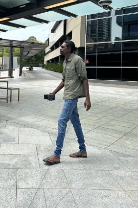 Joe Joe Kantilla-Gaden leaves the Coroners Court on the first day of an inquest into the disappearance of Jeremiah “Jayo” Rivers.
