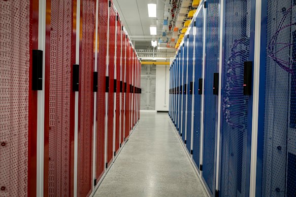 The NextDC data centre in Footscray. When Australian-founded operators such as NextDC, AirTrunk and CDC use co-location builds, the economics improve dramatically.
