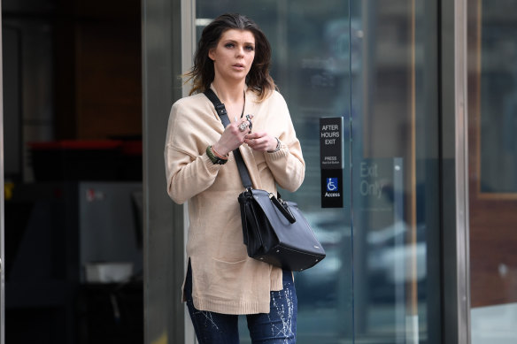 Model Jonita Ragaisyte leaves the County Court of Victoria in Melbourne, Friday.