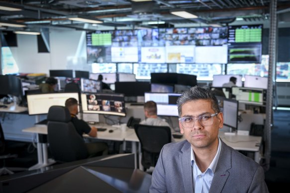 NAB chief security officer Sandro Bucchianeri at NAB’s cybersecurity centre, called the Fusion Centre. 