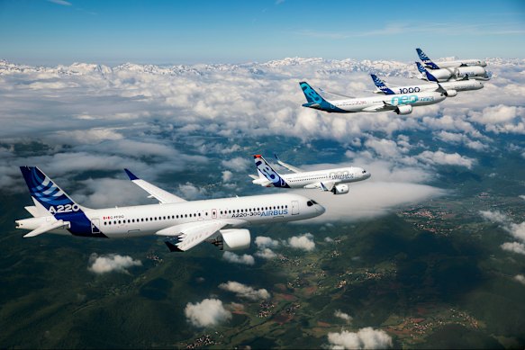 The current family of Airbus aircraft. Seeking out the latest models can mean a more pleasant flight. 