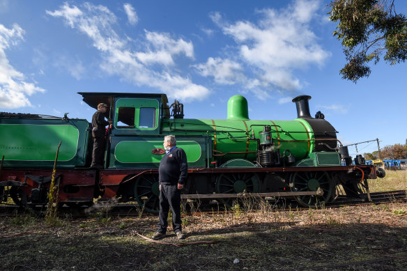 Joe Kellett, seen here with locomotive number Y112, says his group has not been told what the plans for the workshop are. 