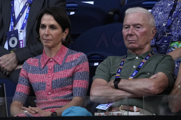 Virgin chief executive Jayne Hrdlicka, who also chairs Tennis Australia, kept a close eye on matches at the Australian Open.