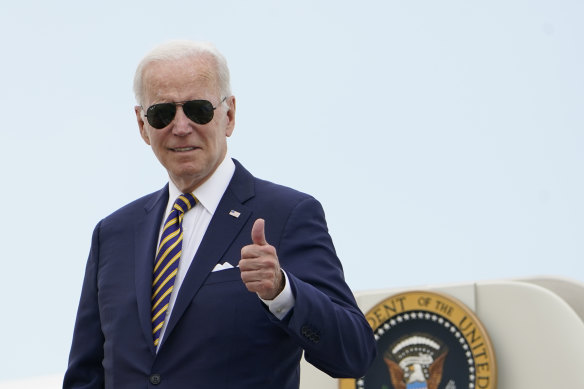 A win for Democrats: President Joe Biden gives a thumbs up as he boards Air Force One at Andrews Air Force Base.