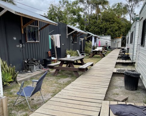 Some of the converted shipping containers Pacific workers bunked in at the northern NSW site.