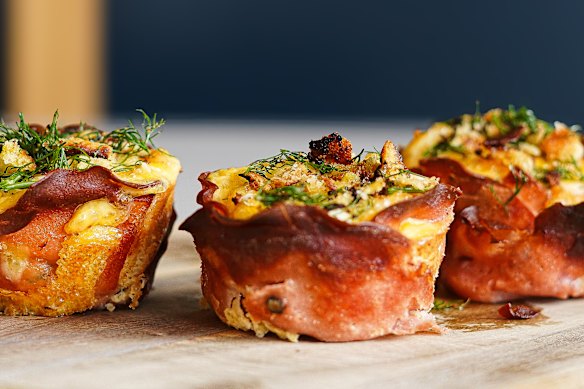 Mortadella-wrapped brekkie cups.