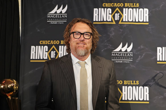 Luc Longley arrives to the arena before the Chicago Bulls Inagural Ring of Honor Gala.