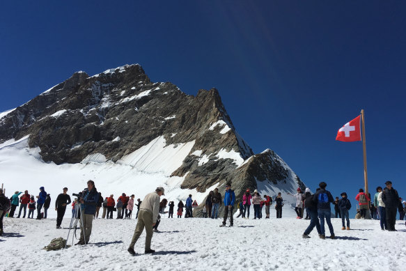 Touring the Jungfrau Glacier, Switzerland.