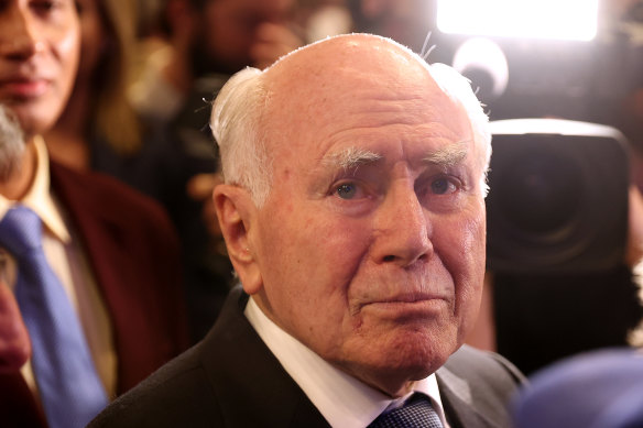Former prime minister John Howard at the Liberal Party election night event on Saturday.