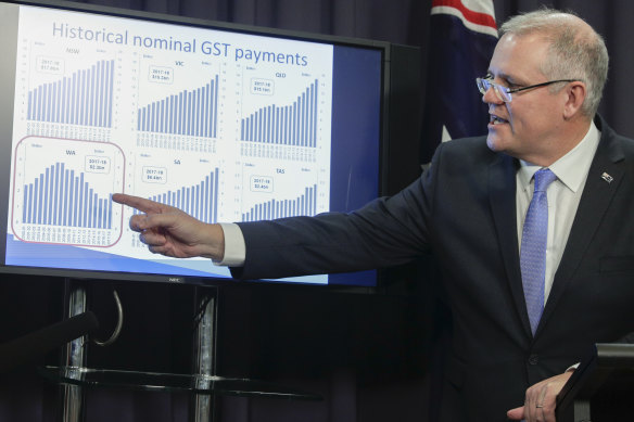 Then treasurer Scott Morrison explains changes to the GST distribution system in 2018.