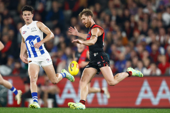 Dyson Heppell on the run for the Bombers.