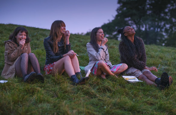 Nell (Marli Siu), Maggie (Emma Appleton), Birdy (Bel Powley) and Amara (Aliyah Odoffin) in Everything I Know About Love.