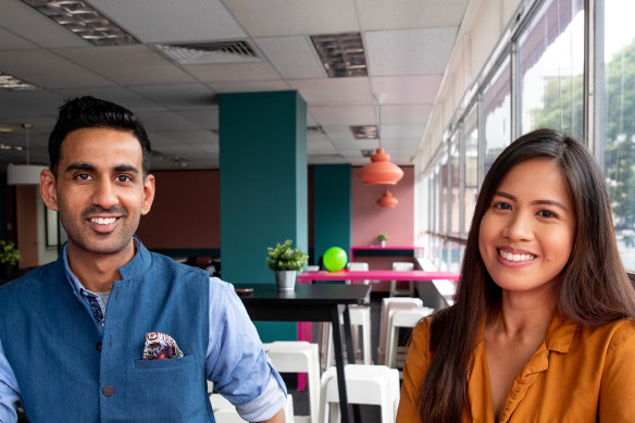 Erika Katalbas and Abhishek Singh at the new International Student Hub.