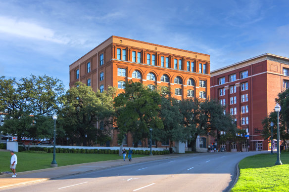 X marks the spot – the road below The Sixth Floor Museum at Dealey Plaza, Dallas, Texas.