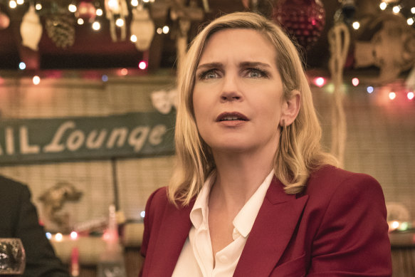 Rhea Seehorn in Cooper’s Bar, a droll sitcom about life at the top and the bottom of the Hollywood food-chain.