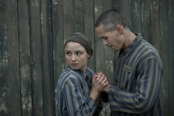 Anna Próchniak and Jonah Hauer-King in the TV adaptation of Heather Morris’s novel, The Tattooist of Auschwitz.