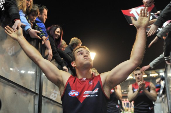 Brad Green after his last game for Melbourne in 2012.
