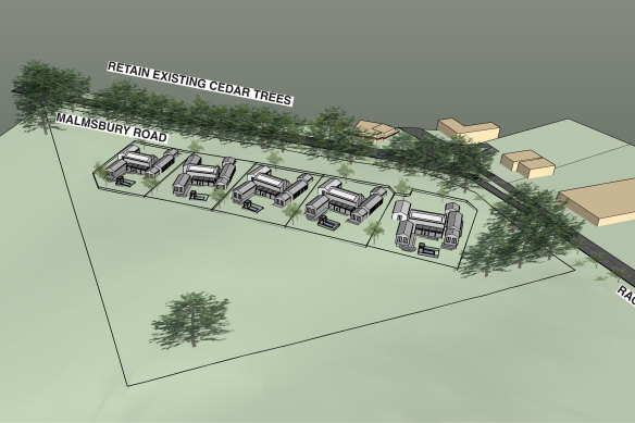 Architectural designs for the five dwellings proposed for 1 Raglan Street, Daylesford by Julian Brenchley, architect for The Block.