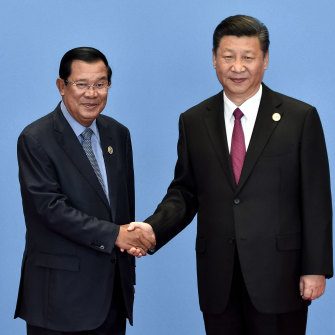 Hun Sen with Xi Jinping during the Belt and Road Forum in Beijing in 2017.