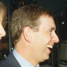 Prince Andrew with Jeffrey Epstein at a party at Mar-a-Lago in 2000.  Melania Trump is on the left.