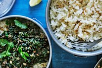 Adam Liaw’s Lebanese vermicelli rice is the perfect side dish to his beef and spinach stew.