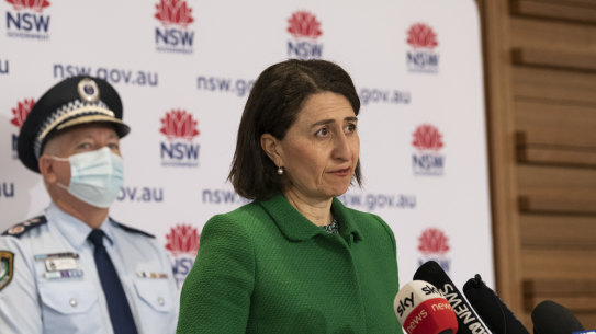 NSW Premier Gladys Berejiklian and Police Commissioner Mick Fuller on Saturday.