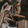 Pouring the coffee.
