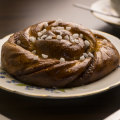 A cinnamon-and-cardamom bun with pearl sugar.