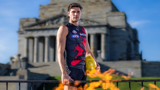 Sam Durham at the Shrine ahead of the ANZAC Day clash with Collingwood.