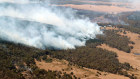 Smoke from the fire north of Beaufort, photographed from a helicopter on Saturday.